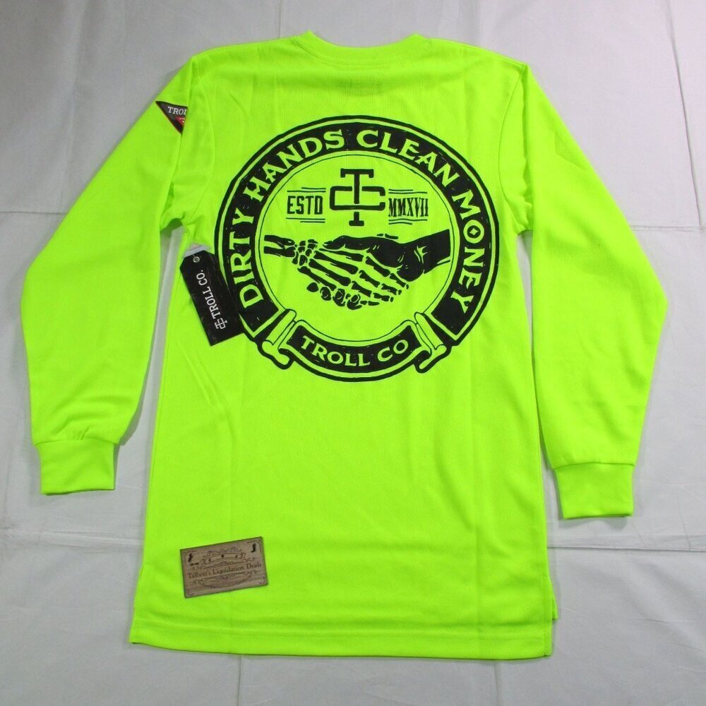 Troll Co. Men's HiVis Dirty Hands Clean Money Haggler Graphic T-Shirt Bright Lim